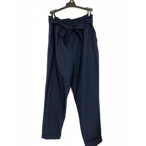 Navy Wide-leg Flowy Work Trousers